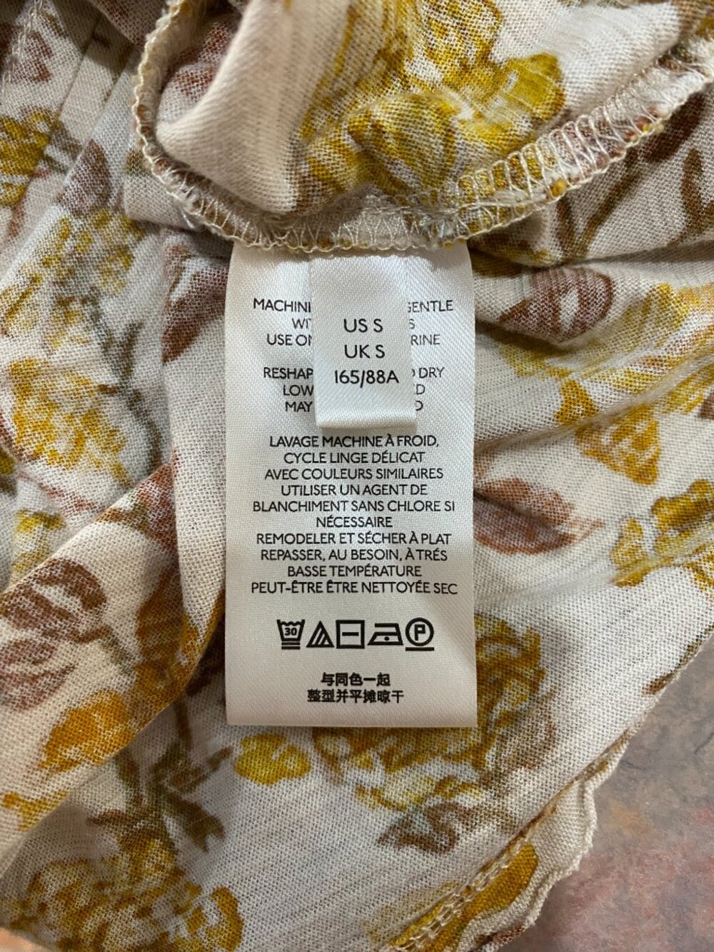 Pilcro Anthropologie Floral Print Linen Blend Blouse Top Small Mustard Brown - Picture 6 of 8